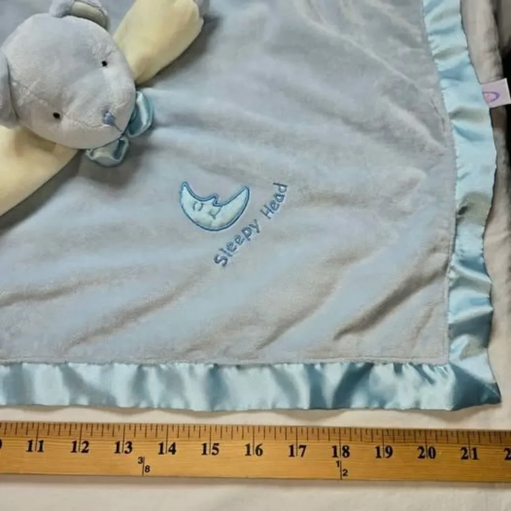 Blue bear lovey woobie security blanket 